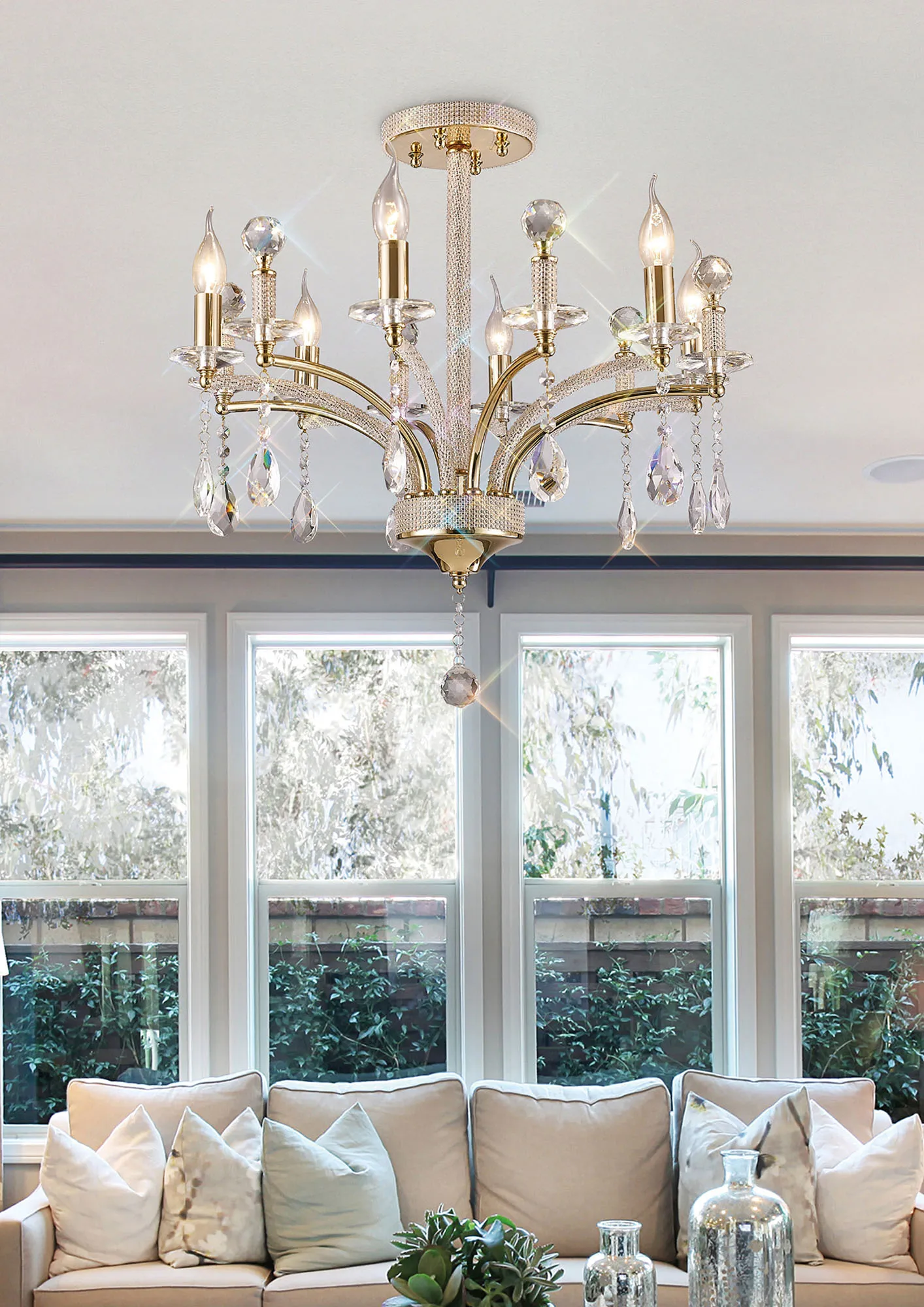 Fiore Crystal Ceiling Lights Diyas Multi Arm Crystal Fittings Fiore Crystal Ceiling Lights Diyas Multi Arm Crystal Fittings